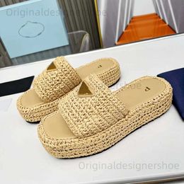 Slippers Designer slipper triangle Str weave Slipper sandal platform Slippers Designer womans mens Summer Flat heel Casual Flip flops outdoors pool Sliders beach S