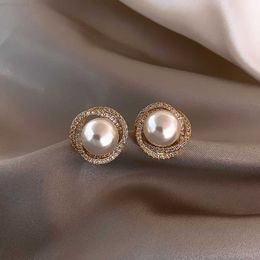 S925 Silver Needle Korea Spiral Pearl Earrings Superior Sense of Temperament the New Stud Girl DIJ5