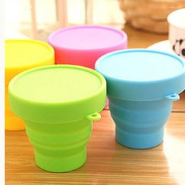 Cups Saucers 4Colors Folding 100ml BPA FREE Food Grade Water Cup Travel Silicone Retractable Coloured Portable Outdoor Coffee Handcup