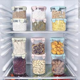 Storage Bottles 600-1000ML Grain Box Cylindrical Kitchen Sealed Can Whole Plastic Moisture Proof Tank Clear Organizers