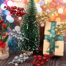 Decorative Flowers 10Pcs Berry Christmas Artificial Picks Stems Tree Berries Sparkling Decoration Xmas Branches Pick Silver