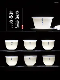Teaware Sets Hand-Painted Double-Line Six-Degree Ceramic Cover Teacup Set Household Minimalist Jingdezhen Blue And White Porcelain Tea Suit