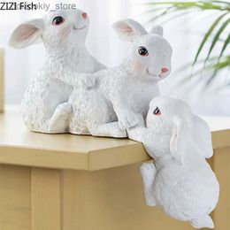 Arts and Crafts White Rabbit Sculpture Animal Ornaments Accessories Simulated Animal Models Miniatures Decoration Crafts Statue Birthday iftsL2447