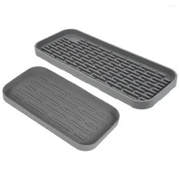 Table Mats 2Pcs Silicone Kitchen Sink Organizer Tray Sponge Holder Vanity Bathroom Drying