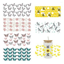 Window Stickers Insect Butterfly Theme 16oz UV DTF Libbey Cup Wraps Strong Sticky Transfer D382