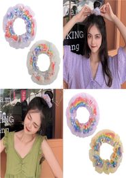 2020 Hair ring Sweet lovely print Rainbow Large Intestine Ponytail Scrunchies Elastic Bobble Hairband Women Girl Hair Rope Holder 9391136