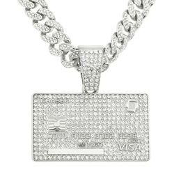 Personalised Set Bank Card Pendant Necklace Full Double Row Diamond Butterfly Buckle Cuban Chain Street Shooting Bounce Di Dominant