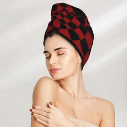 Towel Microfiber Girls Bathroom Drying Absorbent Hair Checkered Chess Background Magic Shower Cap Turban Head Wrap