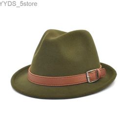 Wide Brim Hats Bucket Fedora Hat Womens Trilby Felt Church Jazz Adjustable Belt Derby yq240407