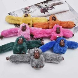 Keychains Lanyards Cute plush monkey keychain fun and interesting gorilla long arm cute animal pendant keyring decoration birthday gift Q240403