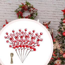 Decorative Flowers 6Pcs Fake Red Stems Xmas Ornaments For Valentines Holiday Home Decor