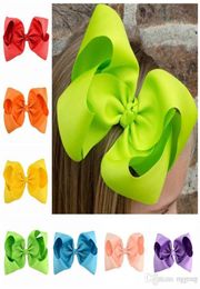 DHL Baby Kids 20 Colors 8 Inch Ribbon Bow Hairpin Clips Girls Large Solid Bowknot Barrette Boutique Bows Children Hair Access4397498
