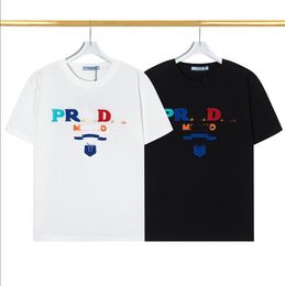 Paris PRD Designer Mens T shirt Luxury brand Letter Embroidery LOGO inverted triangle jumper Mens short sleeves casual sports loose comfortable tees tops womens