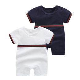 Infant kids stripe rompers baby designer clothing toddlers boys short sleeve jumpsuits newbron girls cotton soft bodysuits 0-24M Z7558