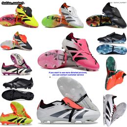 AAA Gift Bag Boots Accuracy+ Elite Tongue FG BOOTS Metal Spikes Football Cleats Mens LACELESS Soft Leather Pink Soccer Eur36-46 Size