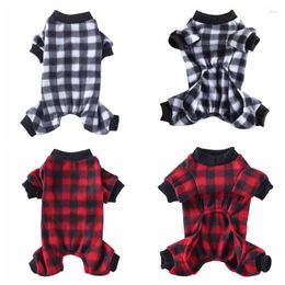 Dog Apparel Pajamas Winter Plush Plaid Pet Pjs Home Wear Comfy Four Legged Puppy Clothes Red Black For Small Medium Dogs Cats