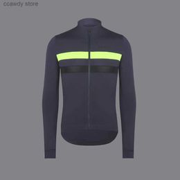 Men's T-Shirts 2024 NEW Grey Winter Thermal fece Cycling Jersey long seve with Rctive stripe bicyc clothes road warmer jersey H240407