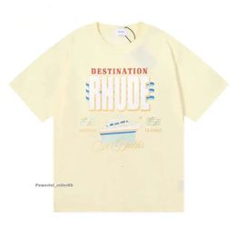 Rhude Shirt Ins Hot Spring Summer T Shirt American Luxury Rhudes Skateboard Mens Designer T Shirt Women Men Casual Good Rhudes T-shirt 6237