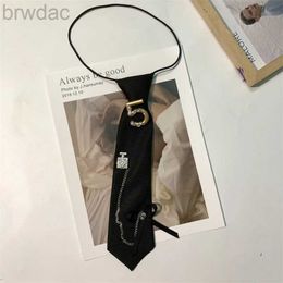 Neck Ties Korean Version No.5 Black Short Ties Female Sweet Cool Personality Trend Decorative Plaid Bow Tie 240407