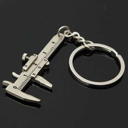 Keychains Lanyards New Fashion Car Key Mini Vernier Caliper Portable 0-40mm Keychain Measuring Instrument Tool Turbo Ring Gauge Q240403