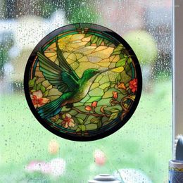 Window Stickers Retro Colorful Stained Hummingbird Butterfly Flower Electrostatic Decorative Anti-collision Removable Glass M9Z3