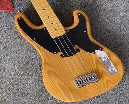 Yellow 4 Strings Precision Bass Guitar with Alder BodyBlack PickguardOffer Customised guitars guitarra6007173