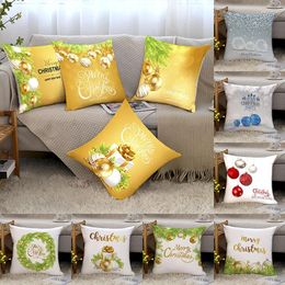 Pillow Merry Christmas Case Year Gift Spring Wreath Printed Cover Home Decoration Pillowcase Living Room Decorative