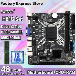 Motherboards H81 LGA 1150 Motherboard kit with core i3 4150 processor+1*8GB=8GB DDR3 memory HD Display VGA placa mae 1150 gaming PC Plate