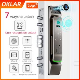 Lock OKLAR Fingerprint Smart Electronic Digital Lock WIFI Tuya APP Control Home Security Smart Electric Face Recognition Lock R91Y