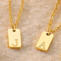 Pendant Necklaces 26 Initial Alphabet A-Z Letters For Women Gold Plated Stainless Steel Tag Charm Necklace Name Collar Jewellery