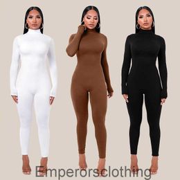 2023 Autumn/Winter New Solid Colour Tight Long Sleeve Plush Jumpsuit Womens Yoga Bodysuit