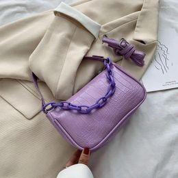 Bag Crocodile Pattern Small Shoulder Crossbody Bags For Women Fashion Design Ladies Chains Underarm Baguette Handbags Clutch Purse