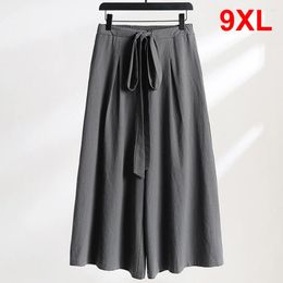 Men's Pants Loose Linen Men Baggy Plus Size 9XL Summer Ankle-length Male Solid Colour Bottom Big