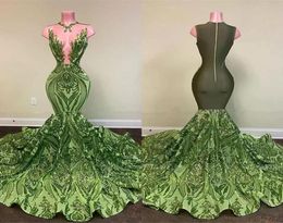 Gorgous Green Lace prom Dresses Sexy Mermaid Sheer Neck Appliques Cap Sleeve Ruched Long Evening Gowns Custom Made7266531