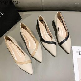 Dress Shoes Minimalism Two Tone Chunky Heeled Pumps Fashion Pointed Toe Shallow Mouth Work Single 3.5cm Mid Heel Comfort High Heels