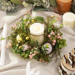 Candle Holders Handmade Easter Egg Holder Decoration 2024 Creative Artificial Flower Glass Home Wedding