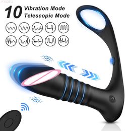 Remote Control Thrusting Prostate Massager for Men Telescopic Anal Vibrator Gay Stimulator Sex Toy Couples 240403