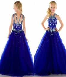 New Tulle Royal Blue Cheap Beauty Girl039s Pageant Dresses Formal Long Sexy Flower Girl Dress For Weddings Custom Size Birthday4950574