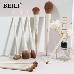 BEILI Professional Beige Makeup Brush Set 15Pcs Suitable for Loose Powder Blush Eye Shadow Eyeliner Soft Hair Cosmetics Brushes 240403