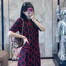 Yaz moda mektubu baskılı kadın örme etek yeni tasarımcı markası kadın elbisesi