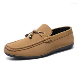 Casual Shoes Spring Leather Soybean Men's Soft Fashion Business Flat Anti-slip Board Lefebvre Shoe