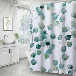 Shower Curtains Green Leaf Modern Bathroom Waterproof Standard Size