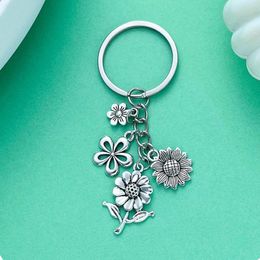 Keychains 1pc Fashion Sunflower Keychain Alloy Metal Key Ring Jewelry Gift For Friends