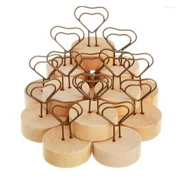 Frames 15 Pieces Heart Shaped Wooden Picture Holder Wood Table Wire Po Clip Stand For Valentine's Day