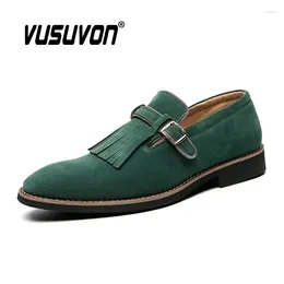 Casual Shoes Suede Leather Men Fashion Tassel Loafers Moccasins Breathable Slip On Black Driving Flats Size 38-48