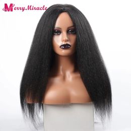 Long Kinky Straight Synthetic Hair for Women Afro Blonde Black Ginger White Red s 240327