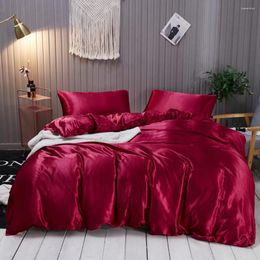 Bedding Sets Solid Colour Bed Cover Full Satin Silk Duvet Set With Zipper Closure Quality Ultra Soft Premium 2 Piece Collection