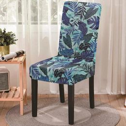 Chair Covers Tropical Leaf Print Spandex Cover For Dining Room Slipcovers Kitchen Seat Wedding Banquet Decor