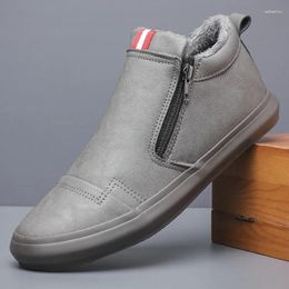 Casual Shoes Men's Leather Winter Warm High-top British Pedal Boots High Top Tide Shoes#22452