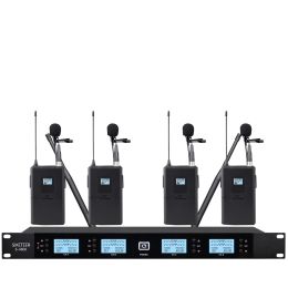 Microphones Professional UHF wireless microphone 4 channel lavalier condenser microphone for church school outdoor stage microphone